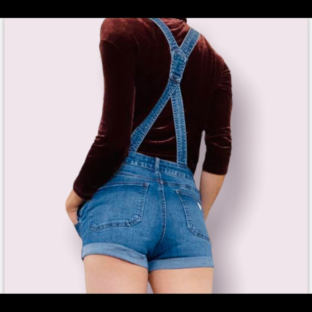 GUESS denim overall shorts